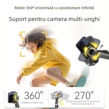 Usatisfy Stabilizator cameră cu urmărire facială AI 360° Bluetooth — Selfie stick portabil Pro, din plastic, telecomandă inclusă