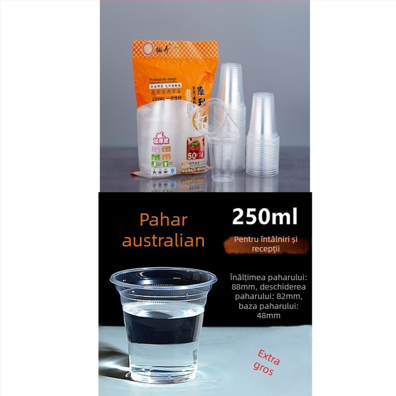 Pahar de unică folosință, PP, capacitate 201–300 ml, compatibil cu cuptorul cu microunde, potrivit pentru cafea și ceai