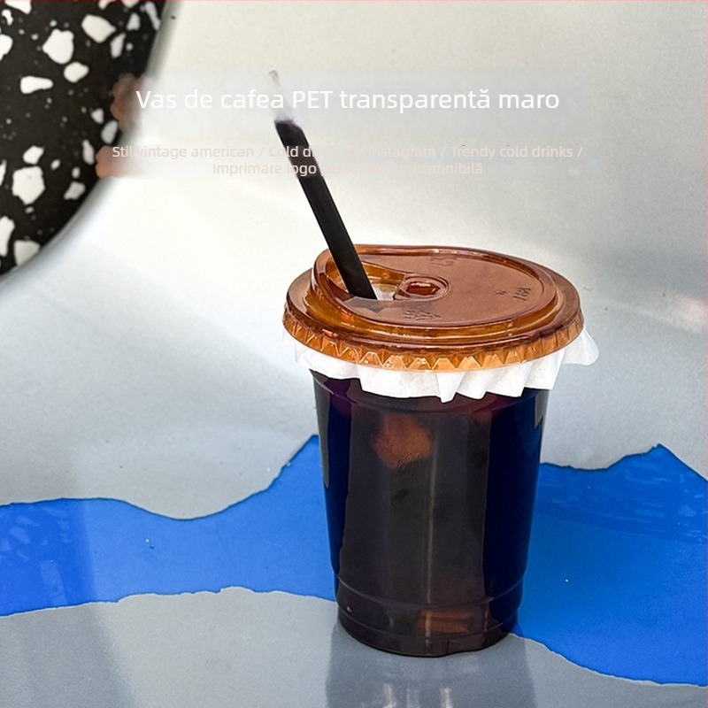 Pahar de unică folosință PET pentru băuturi reci cu capac, imprimare logo, prelucrare personalizată, 301-400 mL