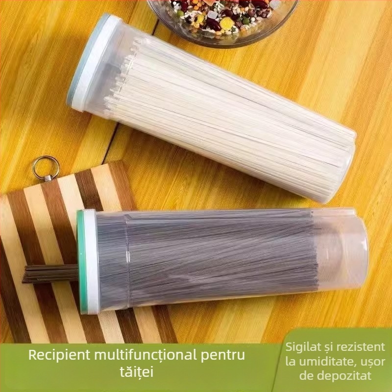 Cutie de depozitare pentru tăiței, din plastic, capacitate 2L, protecție la praf, design modern minimalist