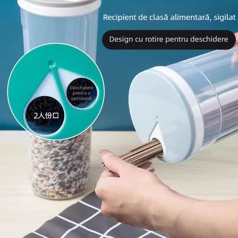 Cutie de depozitare pentru tăiței, din plastic, capacitate 2L, protecție la praf, design modern minimalist