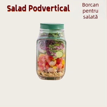 Cutie din plastic pentru salată, protecție împotriva scurgerilor, capacitate 800–1000 ml, formă neregulată