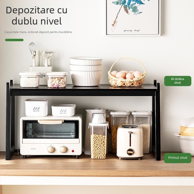 Raft de depozitare pentru blat, dreptunghiular, multifuncțional, material: Nanzhu, stil modern minimalist