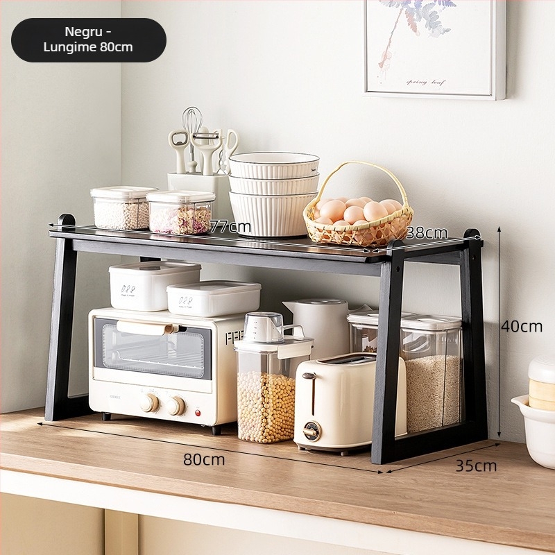 Raft de depozitare pentru blat, dreptunghiular, multifuncțional, material: Nanzhu, stil modern minimalist