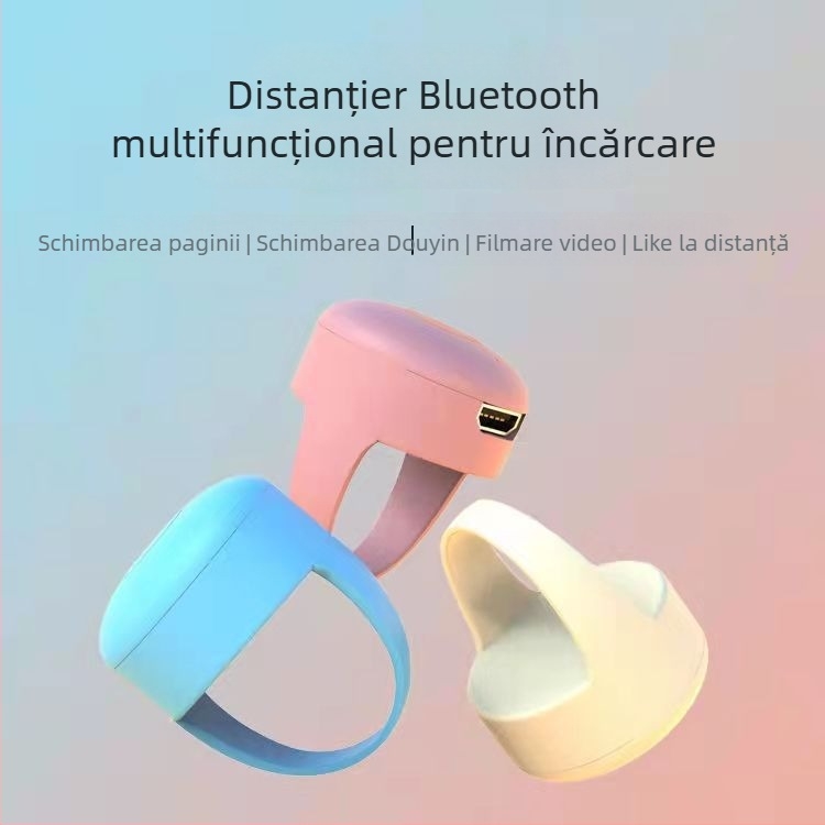 Inel Bluetooth pentru selfie, model ZL-01, Bluetooth 4.0, ABS + silica gel, greutate aproximativă 4 g