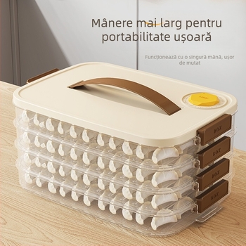 Cutie de depozitare pentru dumplings - plastic, design simplu și modern, pentru congelator/frigider, porționare