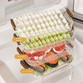 Cutie de depozitare pentru dumplings - plastic, design simplu și modern, pentru congelator/frigider, porționare