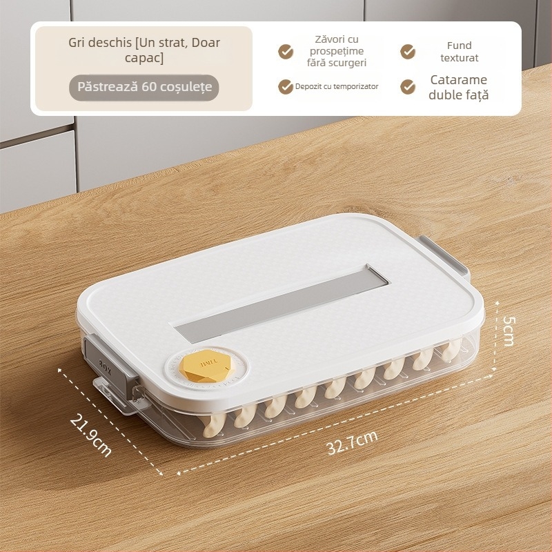 Cutie de depozitare pentru dumplings - plastic, design simplu și modern, pentru congelator/frigider, porționare