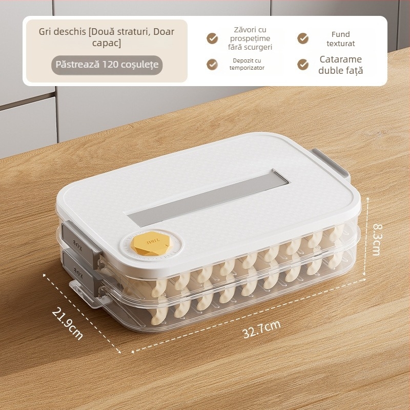 Cutie de depozitare pentru dumplings - plastic, design simplu și modern, pentru congelator/frigider, porționare