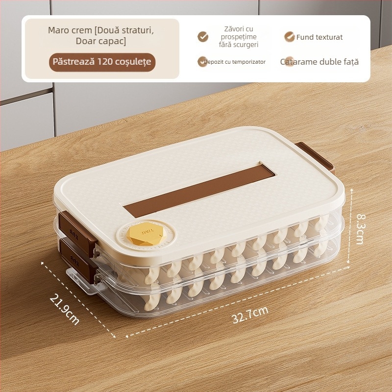 Cutie de depozitare pentru dumplings - plastic, design simplu și modern, pentru congelator/frigider, porționare