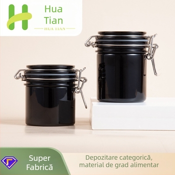 Borcan rot din PET sigilat pentru sare de baie cu capac; procesare personalizabilă; imprimare logo