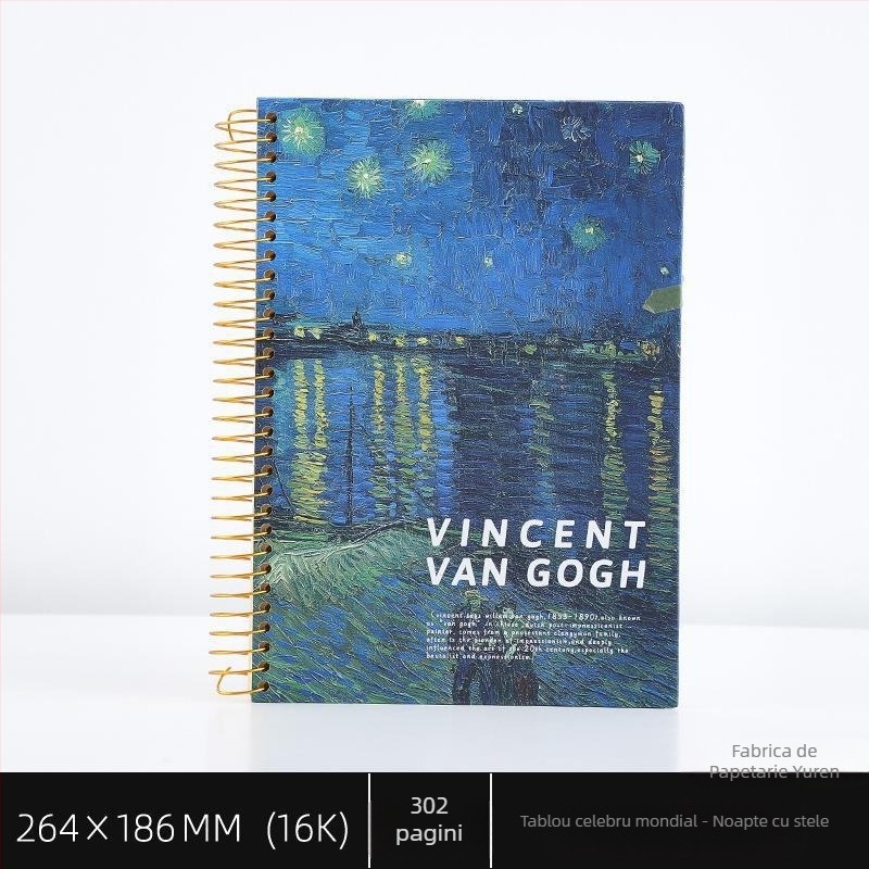 Caiet spiral cu husă rigidă pentru studenți, pictură în ulei, seria B5150, 16K, 302 pagini, hârtie 80 g, personalizabil