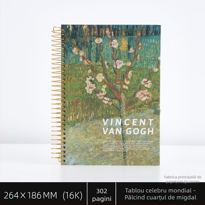 Caiet spiral cu husă rigidă pentru studenți, pictură în ulei, seria B5150, 16K, 302 pagini, hârtie 80 g, personalizabil