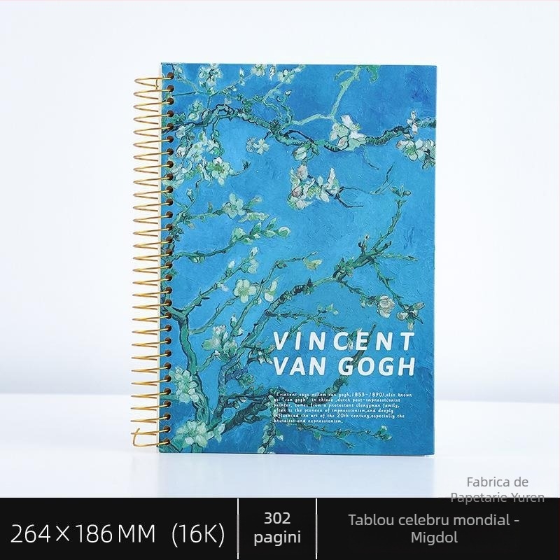 Caiet spiral cu husă rigidă pentru studenți, pictură în ulei, seria B5150, 16K, 302 pagini, hârtie 80 g, personalizabil