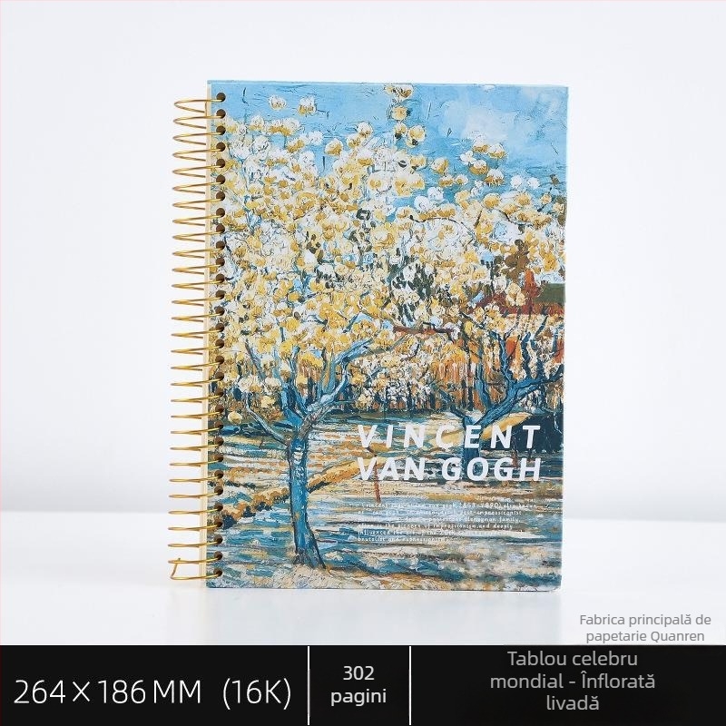 Caiet spiral cu husă rigidă pentru studenți, pictură în ulei, seria B5150, 16K, 302 pagini, hârtie 80 g, personalizabil