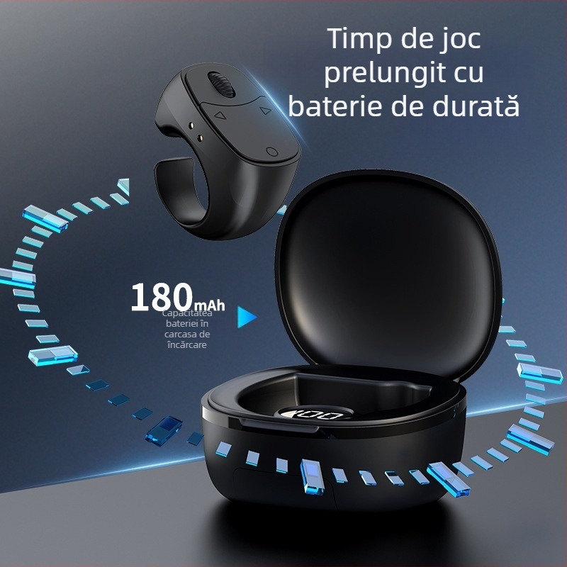 Inel de telecomandă pentru telefon pentru TikTok - Bluetooth 5.3, ABS, model Jx12, 57 g, zoom și selfie, carcasă de încărcare