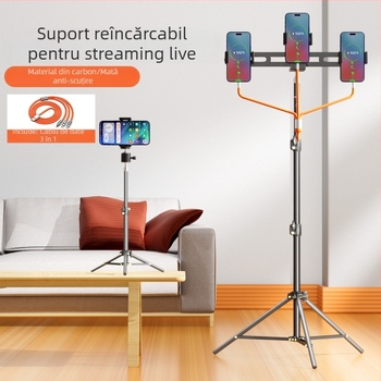 Suport pentru power bank și telefon mobil, reîncărcabil, trepied metal universal cu orificiu filetat 1/4, compatibil cu mai multe suprafețe