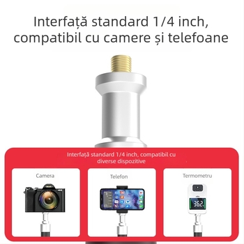 Suport pentru power bank și telefon mobil, reîncărcabil, trepied metal universal cu orificiu filetat 1/4, compatibil cu mai multe suprafețe