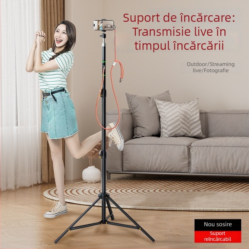 Suport pentru power bank și telefon mobil, reîncărcabil, trepied metal universal cu orificiu filetat 1/4, compatibil cu mai multe suprafețe