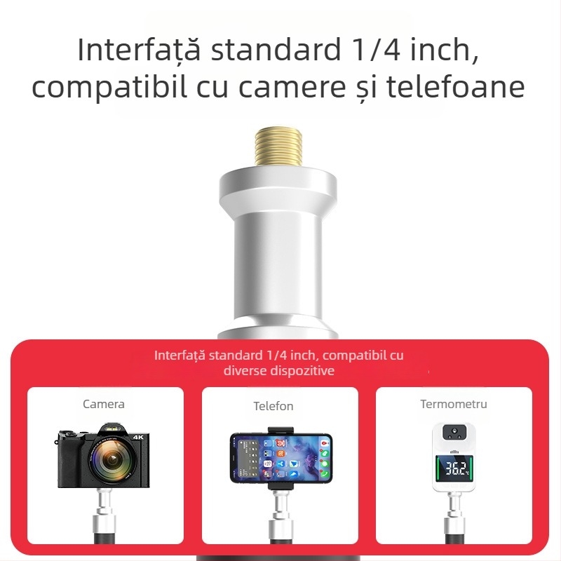 Suport pentru power bank și telefon mobil, reîncărcabil, trepied metal universal cu orificiu filetat 1/4, compatibil cu mai multe suprafețe