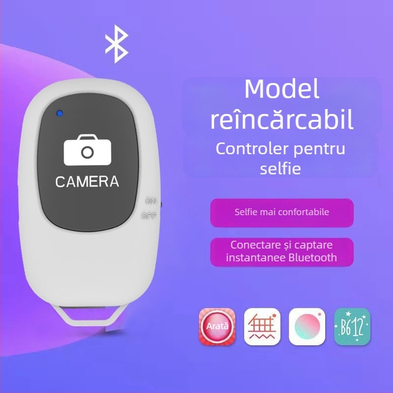 ABshutter3 Monopod selfie reîncărcabil Bluetooth cu telecomandă wireless pentru streaming live – corp ABS, Bluetooth 5.0, aproximativ 10 g