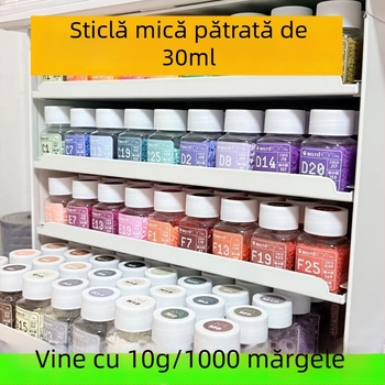 Sticlă de depozitare pentru mărgele, PET/PP, capac filet, perete 1 mm, personalizare disponibilă, imprimare logo posibilă