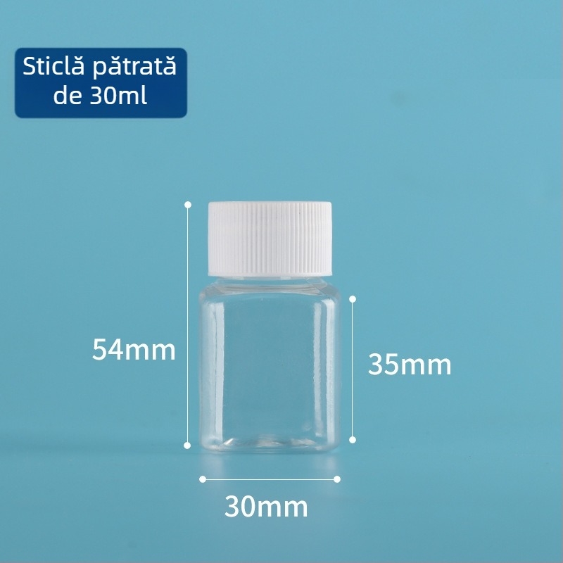 Sticlă de depozitare pentru mărgele, PET/PP, capac filet, perete 1 mm, personalizare disponibilă, imprimare logo posibilă