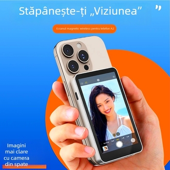 Adaptor selfie cu ecran împărțit pentru telefonul mobil, compatibil cu camera din spate iPhone și display MagSafe, X40 model, Bluetooth 4.0, Plastic, 100 g