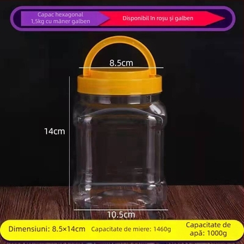 Recipient pătrat din PET pentru depozitare de alimente, 1,5 kg pe set, fără siglă, ambalare universală