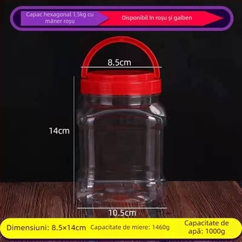 Recipient pătrat din PET pentru depozitare de alimente, 1,5 kg pe set, fără siglă, ambalare universală