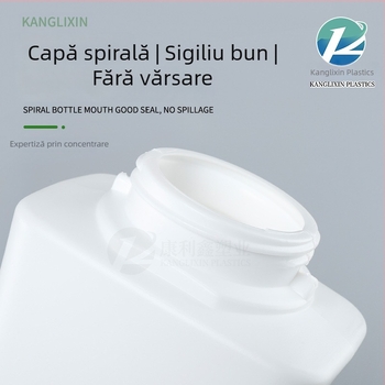 Sticlă pătrată din HDPE pentru pulberi, cu capac flip-top și etanșare, 700 g capacitate, diametru corp 96 mm, înălțime 186 mm