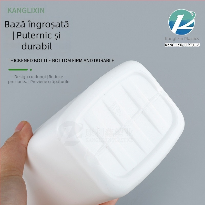 Sticlă pătrată din HDPE pentru pulberi, cu capac flip-top și etanșare, 700 g capacitate, diametru corp 96 mm, înălțime 186 mm