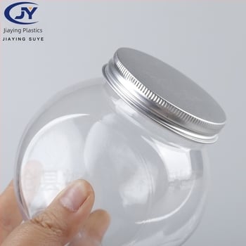 Borcan PET cu capac din plastic, transparent, gură largă, capacitate 400 ml