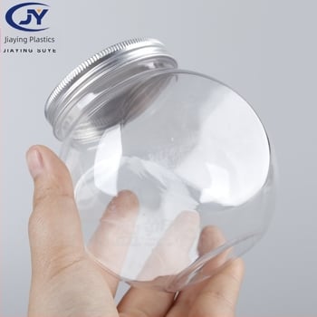 Borcan PET cu capac din plastic, transparent, gură largă, capacitate 400 ml