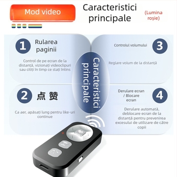 BK-CH2A telecomandă Bluetooth pentru telefon – Dual-Mode: fotografiere (zoom și focalizare), control video și derulare pagini; rază 15 m; Bluetooth 5.0; compatibil cu iOS, Android și HarmonyOS