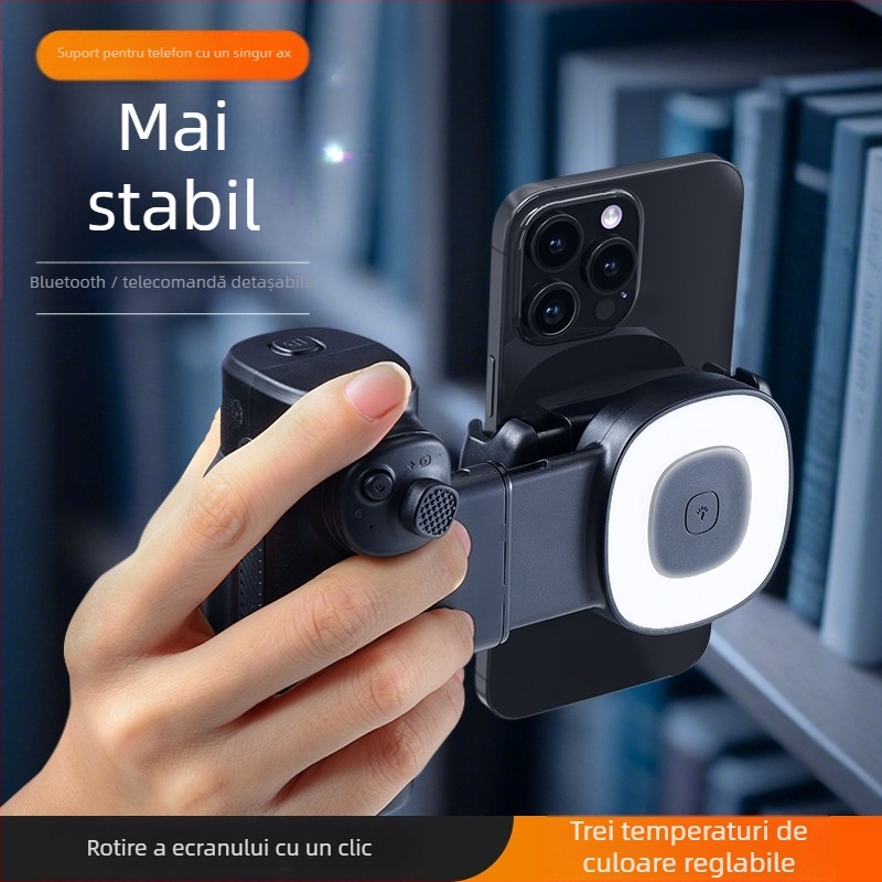 Monopod pentru selfie cu iluminare pentru fotografia în aer liber, prindere pe o singură axă, Bluetooth 5.0, ABS, BBC-15