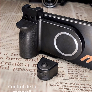 SH-85A: suport pentru telefon cu MagSafe magnetic și Bluetooth pentru fotografii, stand de birou și mâner — Model SH-85A; Bluetooth 4.0; Material ABS; Greutate 85 g