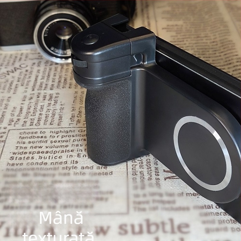 SH-85A: suport pentru telefon cu MagSafe magnetic și Bluetooth pentru fotografii, stand de birou și mâner — Model SH-85A; Bluetooth 4.0; Material ABS; Greutate 85 g