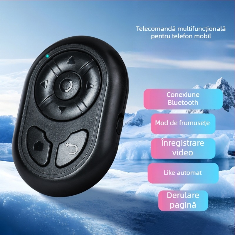 Telecomandă pentru telefon mobil cu Bluetooth 4.0, multifuncțională pentru selfie, 7 butoane, model CH-7JYQDC-H, corp ABS, greutate 14 g