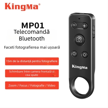 Telecomandă Bluetooth pentru telefon KM-MP01, comutare între camera frontală și cea din spate, zoom pentru selfie, schimbarea paginilor (Brand: Kingma/Jinma; Model: KM-MP01; Bluetooth: 5.0; Material: ABS)