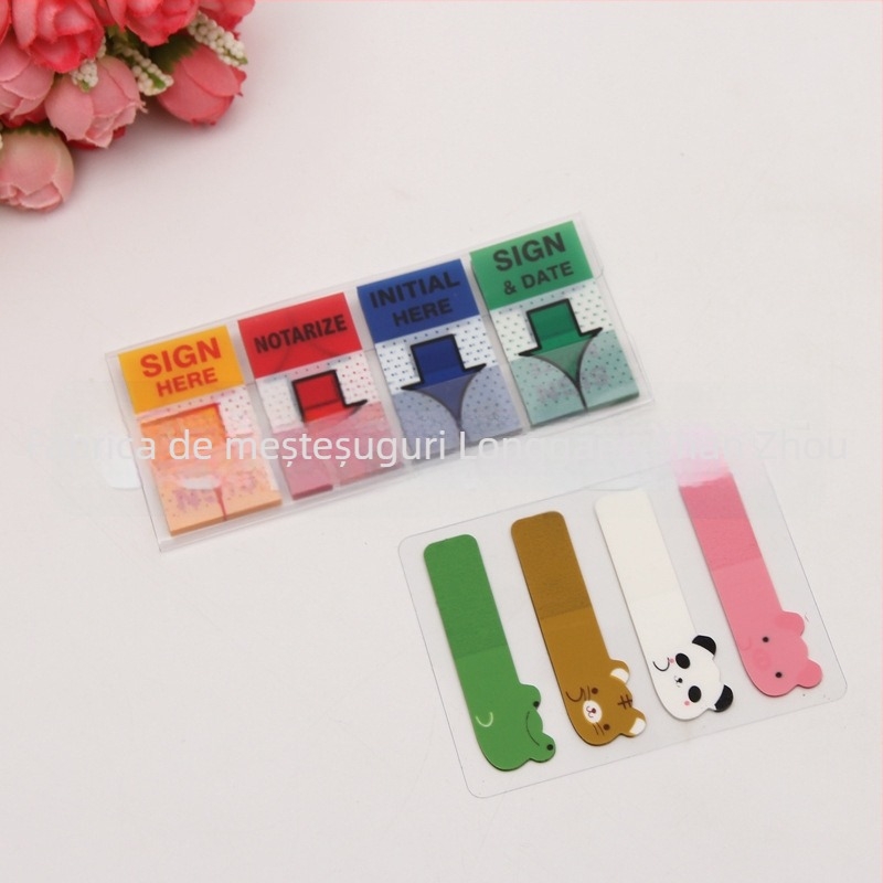 Etichetă index PET transparentă cu indicator fluorescent demontabil, stil INS pentru clasificarea elevilor, Post-it drăguț, 20 de pagini
