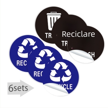 Etichetă de indicare pentru clasificarea gunoiului – etichete reciclabile și nereciclabile, PVC impermeabil, personalizabil, model 4-21, brand Nothing