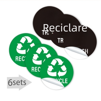 Etichetă de indicare pentru clasificarea gunoiului – etichete reciclabile și nereciclabile, PVC impermeabil, personalizabil, model 4-21, brand Nothing
