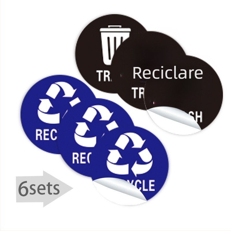 Etichetă de indicare pentru clasificarea gunoiului – etichete reciclabile și nereciclabile, PVC impermeabil, personalizabil, model 4-21, brand Nothing
