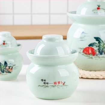 Borcan ceramic pentru murături, utilizare casnică, recipient din ceramică pentru legume murate, stil Sichuan clasic, capac etanș îngroșat