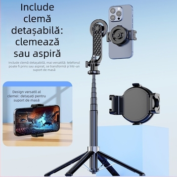 P135 Suport magnetic pentru telefon, universal, pentru streaming live, stabilizare anti-tremur, stativ de podea retractabil, suport selfie Bluetooth