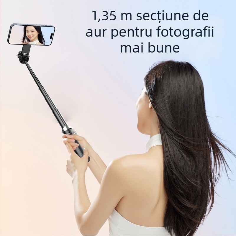 P135 Suport magnetic pentru telefon, universal, pentru streaming live, stabilizare anti-tremur, stativ de podea retractabil, suport selfie Bluetooth