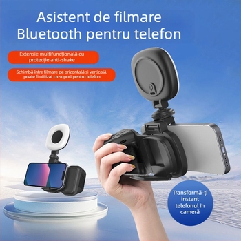 Asistent Bluetooth pentru fotografiere pe telefoane — mâner selfie, corp ABS, Bluetooth 4.0, greutate 130 g