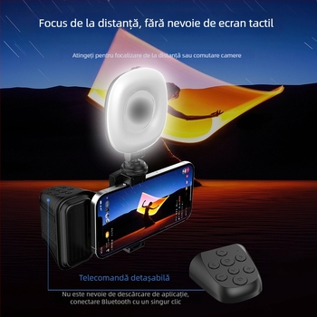 Asistent Bluetooth pentru fotografiere pe telefoane — mâner selfie, corp ABS, Bluetooth 4.0, greutate 130 g