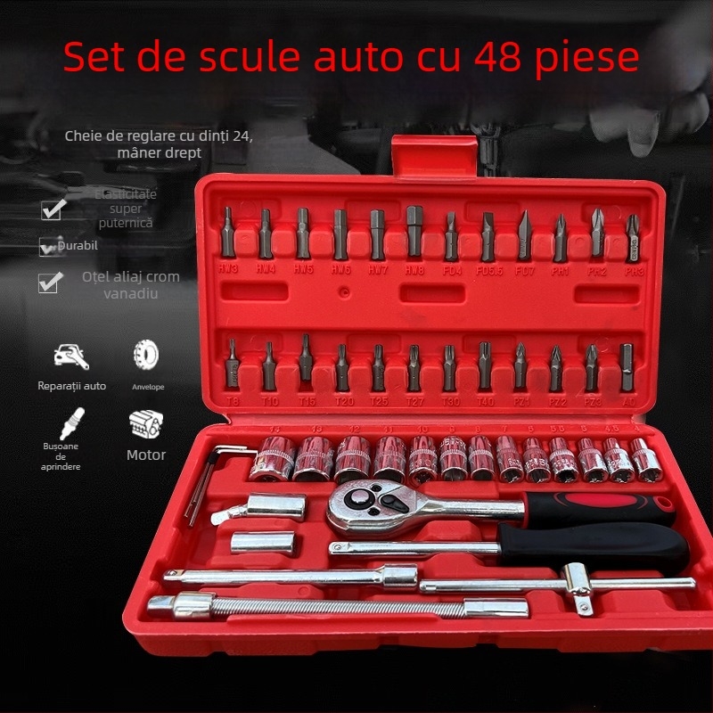 Set chei clichet, 48 de piese, set de capete hexagonale, oțel, cutie din plastic, model WE2